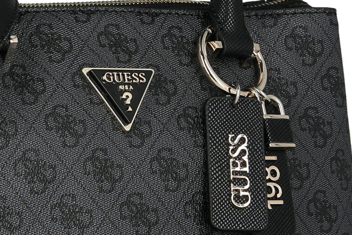 Guess Classic Dark Grey Monogram Handbag For Women #143