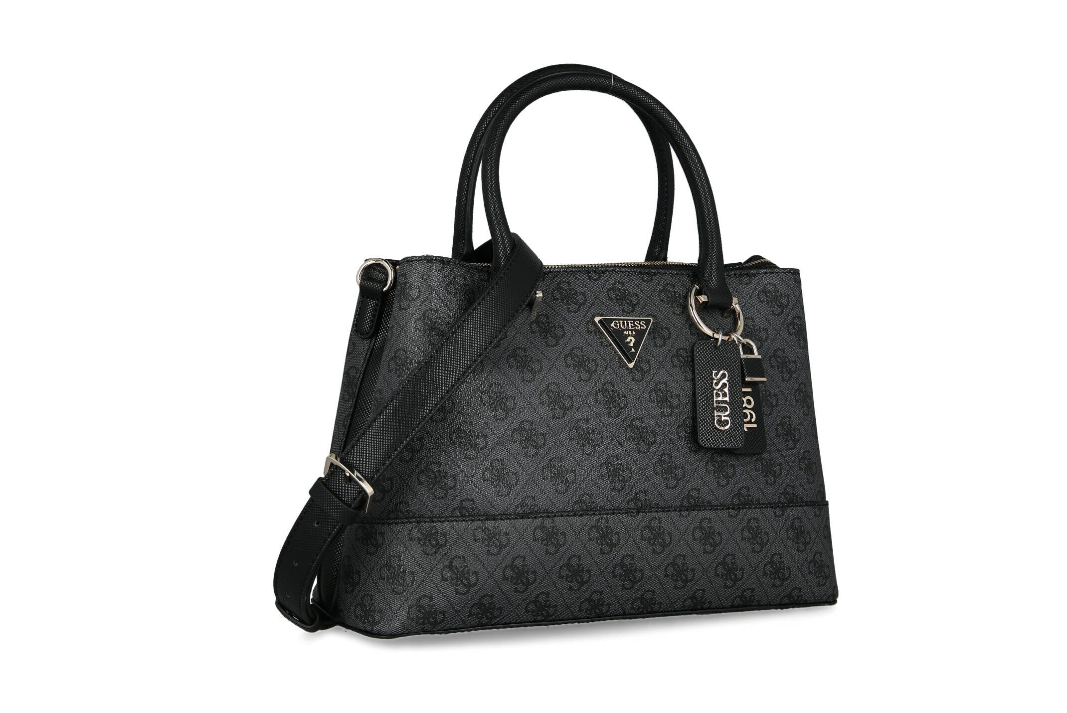 Guess Classic Dark Grey Monogram Handbag For Women #143
