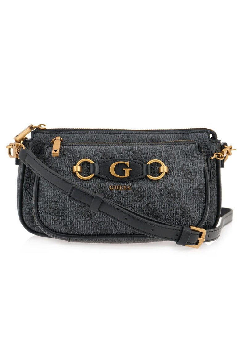 GU 2-in-1 Dark Grey Monogram Crossbody Bag For Women #129