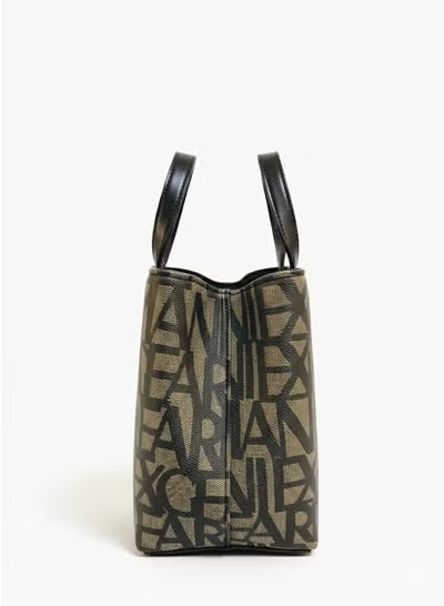 A|X Armani Exchange Medium Tote Bag – Beige & Black Logo Monogram, Urban Luxe Style #8