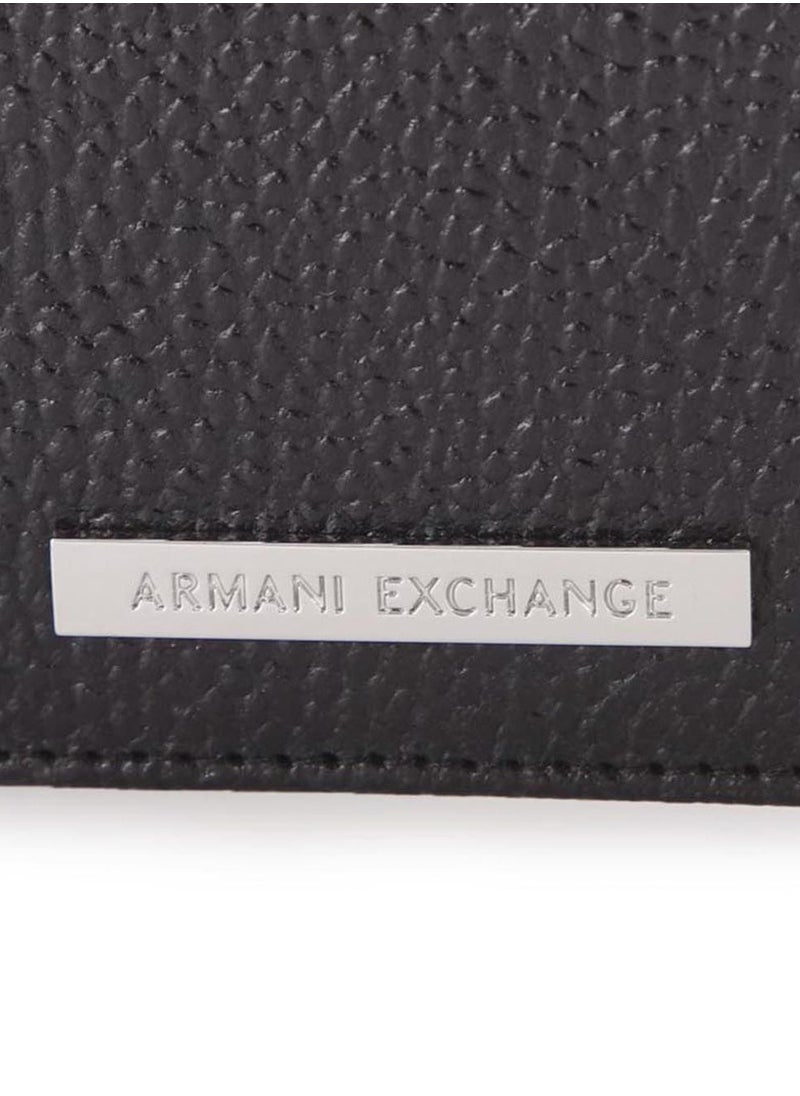 AX Black Leather Wallet & Keychain Set For Men 16#
