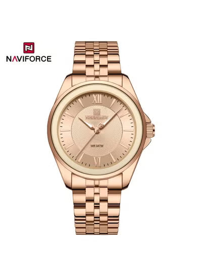 Naviforce Women’s Watch NF5067 RG/RG/RG – Rose Gold Dial, Stainless Steel Rose Gold Strap, Quartz Movement