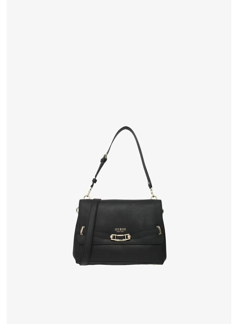 GUESS Women's Elegant Black Shoulder & Crossbody Bag with Adjustable Strap & Gold-Tone Hardware #0178