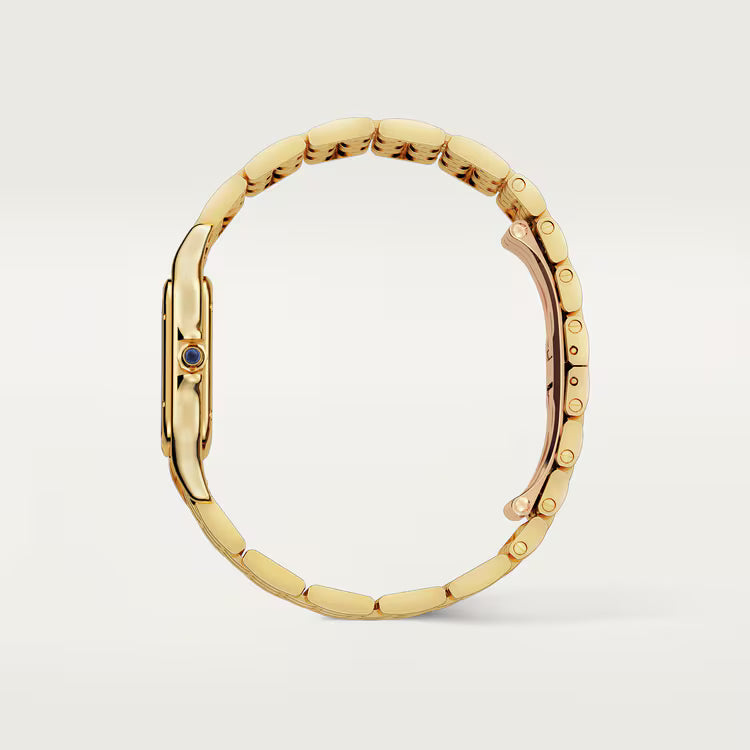Cartier Panthère-Inspired Women’s Gold-Tone Square Watch with Stone-Set Bezel & White Dial (Medium Case) Dimensions: 36.5 × 26.7 mm