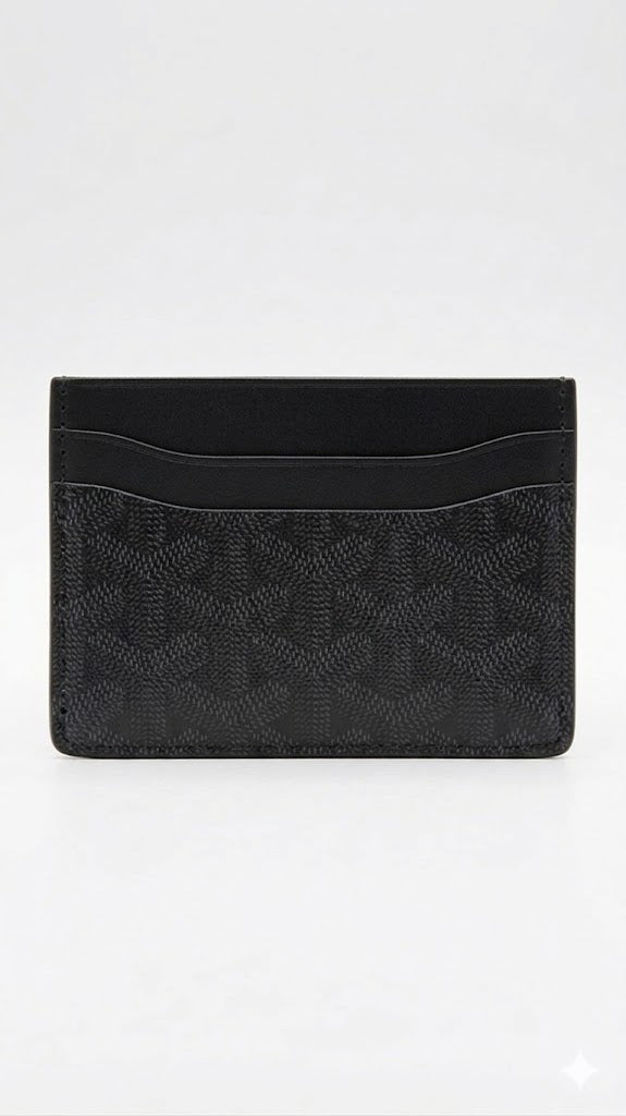 Goyard Card Holder with Signature Chevron Pattern and Mustard Yellow Interior – Black#5