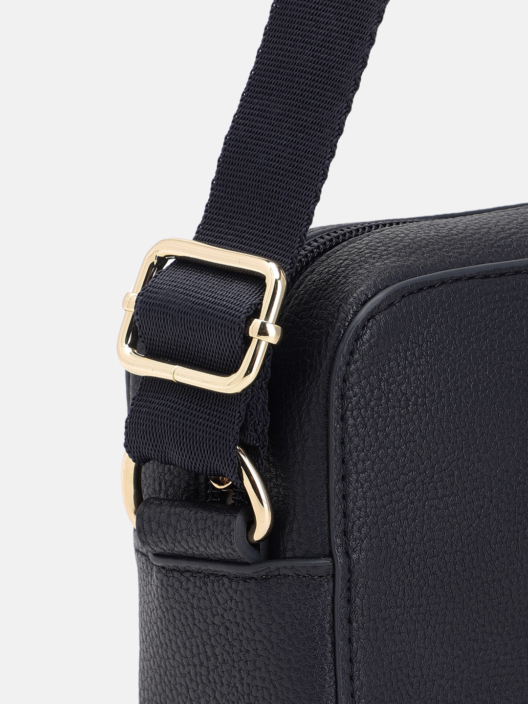 Tommy Hilfiger Striped Structured Sling Bag – Black, White & Red