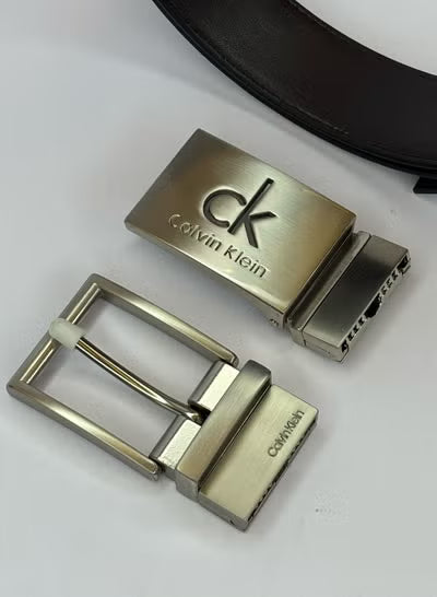 Calvin Klein Men's Belt Set – Premium Leather Belt with Two Interchangeable Buckles#S-017