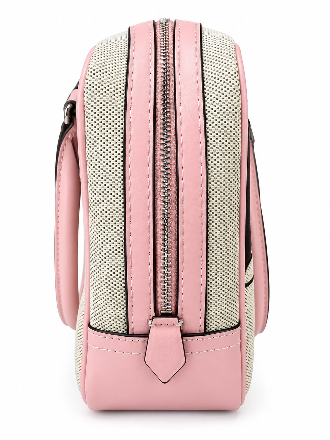 Women's Structured Top Handle Handbag with Artistic Print and Pink Trim#0002