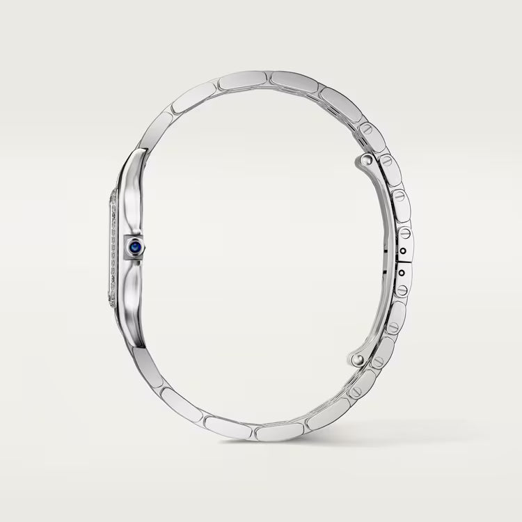 Cartier Panthère de Cartier Medium Model Women's Watch – Stainless Steel, Quartz Movement, Silver Dial with Rhinestone Bezel