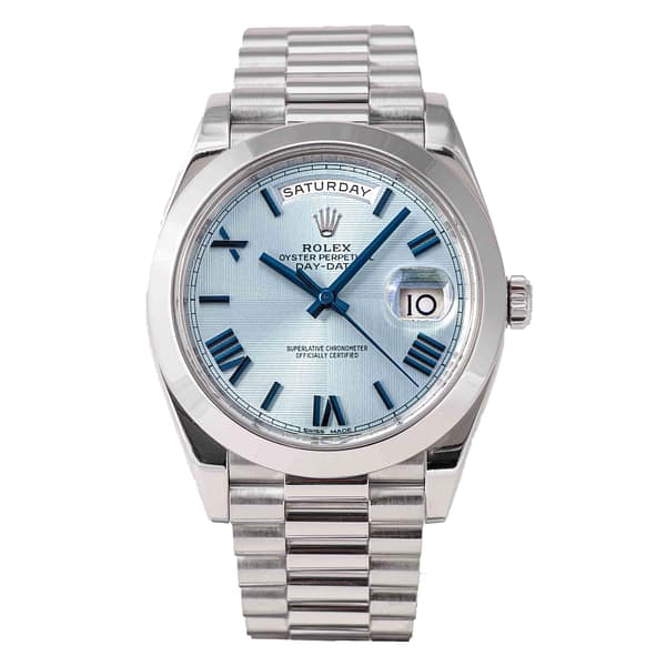 Rolex Day-Date 40 Ice-Blue Quadrant Motif Dial Watch-RX-DAYD-01