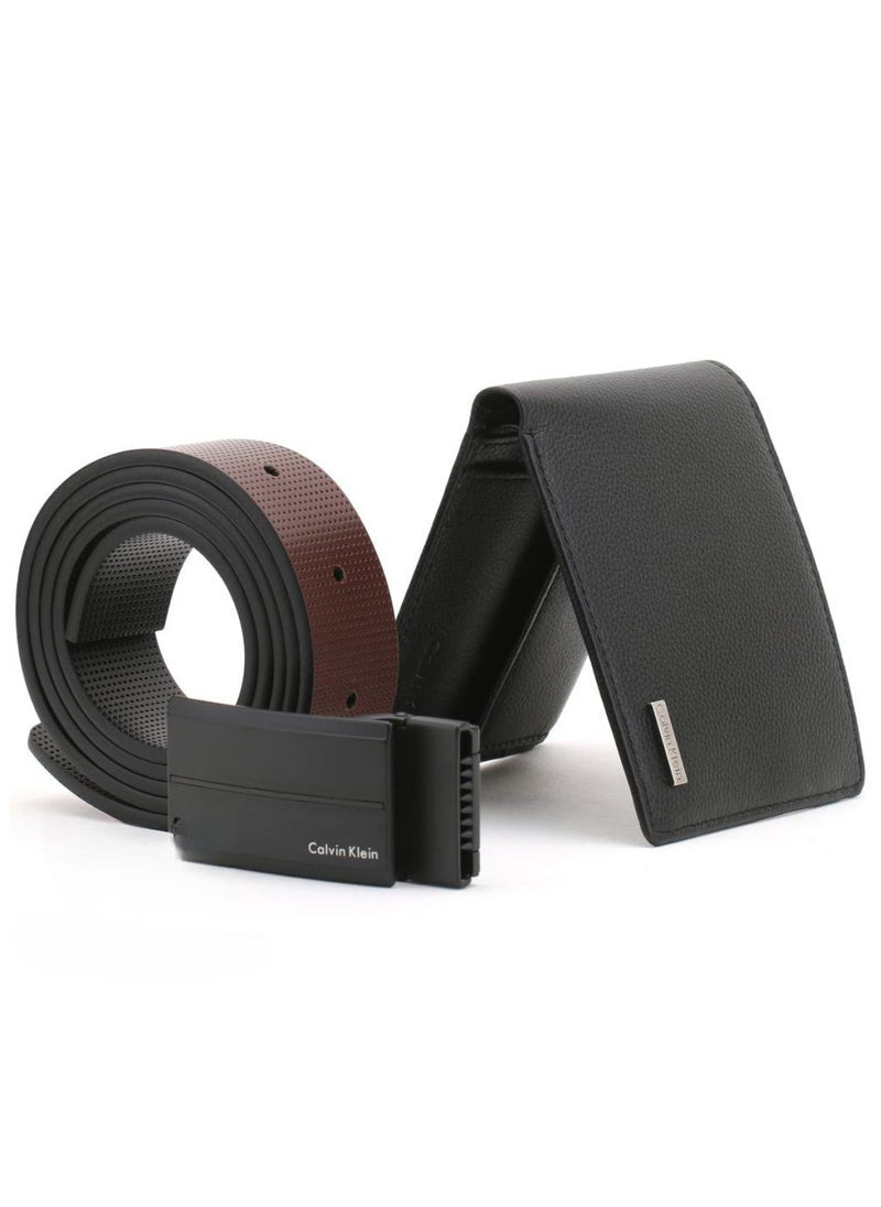 CK Black Leather Wallet-Belt Set For Men #8