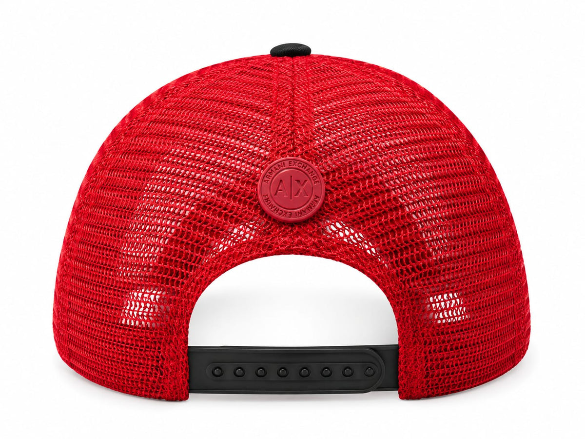 Armani Exchange A|X Men's Adjustable Red & Black Mesh Trucker Cap#6
