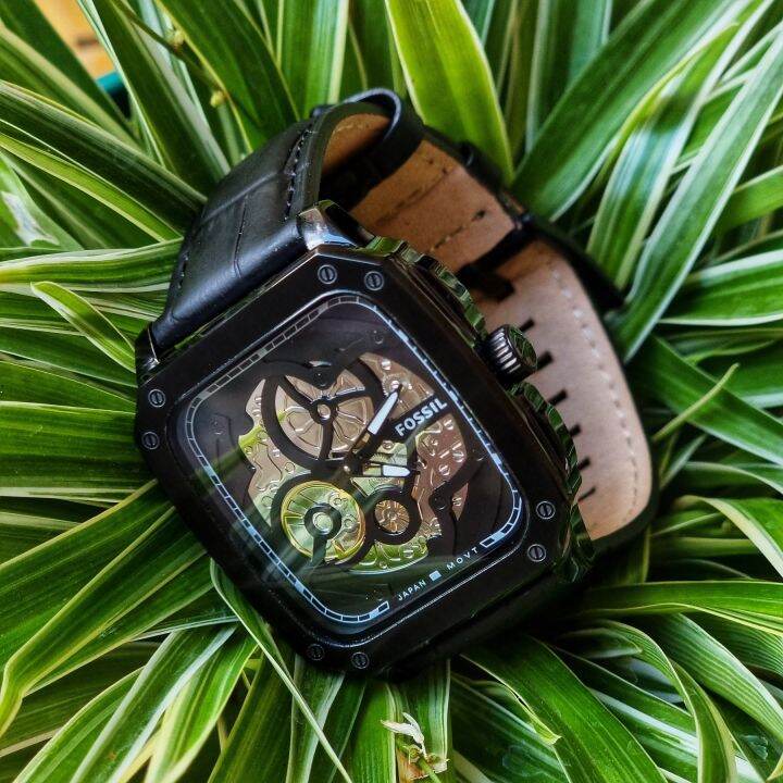 Fossil Inscription Automatic Skeleton Watch for Men – Black Dial & Black Stainless Steel Strap (BQ2574)