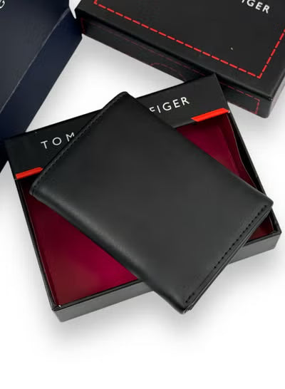 Tommy Hilfiger Men's Black Leather Trifold Wallet – Premium Classic Everyday Wallet#083