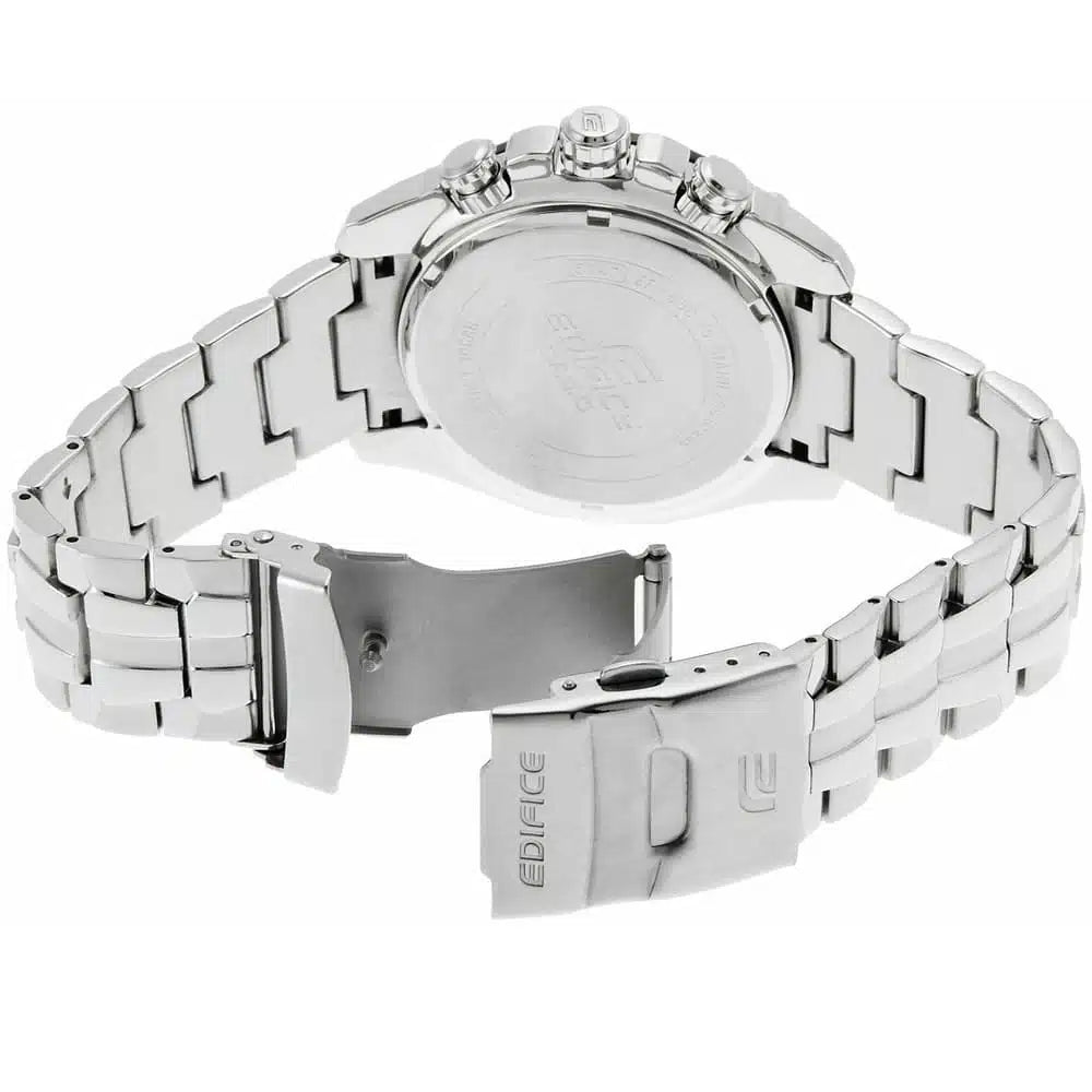 Casio Edifice EF-550D-1AV Chronograph Watch – Men's Stainless Steel Watch with Black Dial & Silver Strap