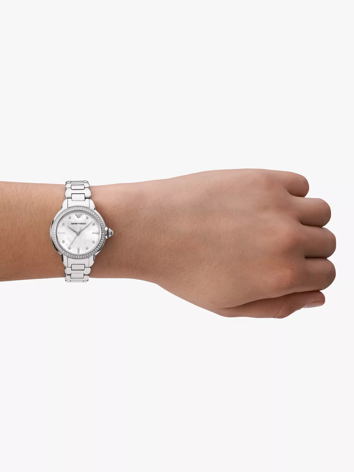 Emporio Armani Women's Crystal Bracelet Strap Watch, Silver AR11596