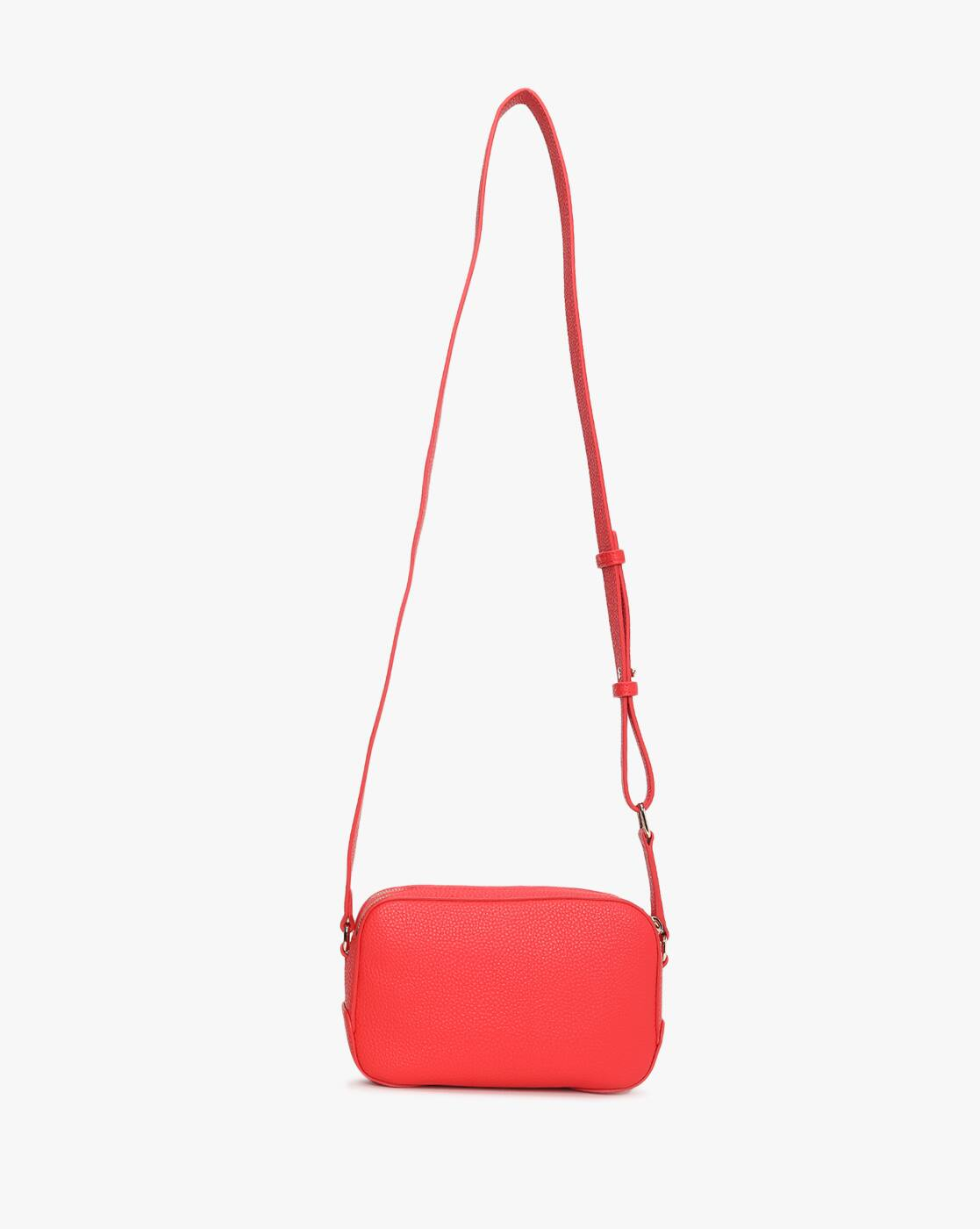 Tommy Hilfiger Striped Sling Bag – Red Faux Leather Crossbody