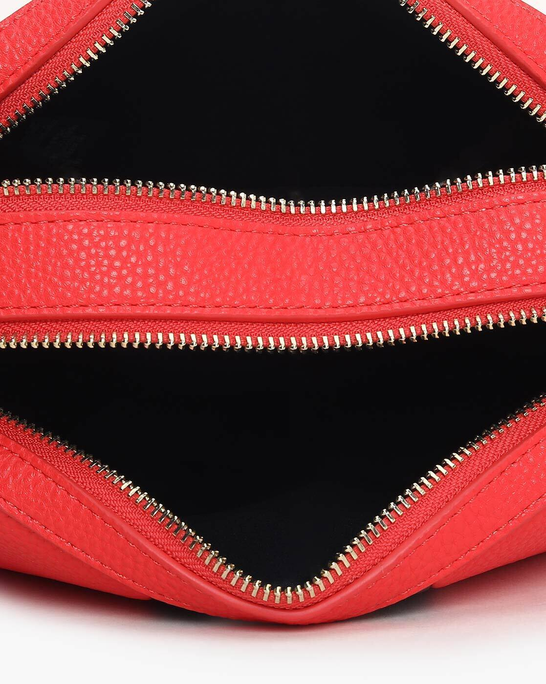 Tommy Hilfiger Striped Sling Bag – Red Faux Leather Crossbody