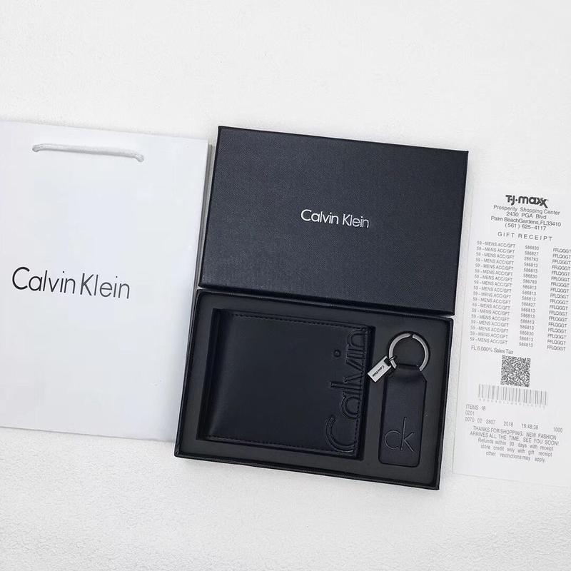CK Black Leather Wallet-keychain Set For Men 10#