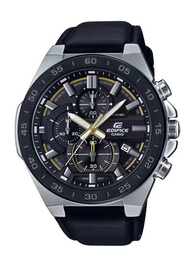 Casio Edifice EFR-564BL Men's Chronograph Watch – Black Dial, Stainless Steel Case, Leather Strap