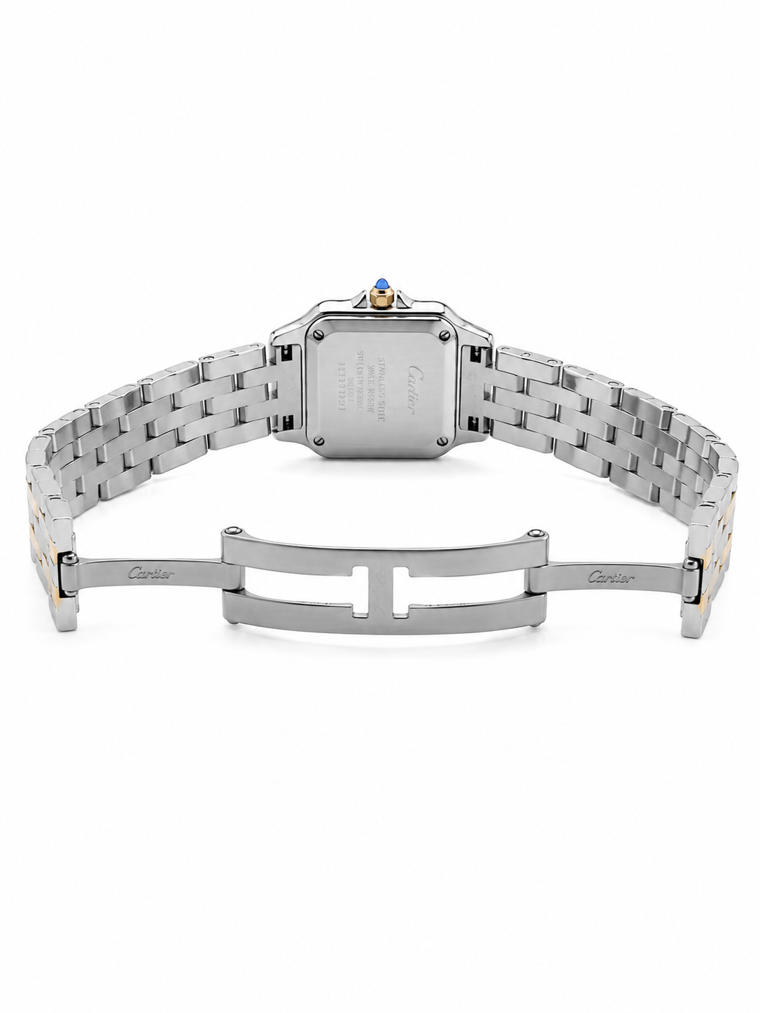 Cartier Women's Medium Square Two-Tone Stainless Steel Watch with White Dial Dimensions: 36.5 × 26.7 mm