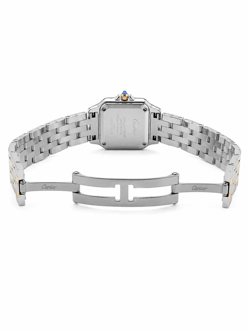 Cartier Women's Medium Square Two-Tone Stainless Steel Watch with White Dial (Rose Gold Accents) Dimensions: 36.5 × 26.7 mm