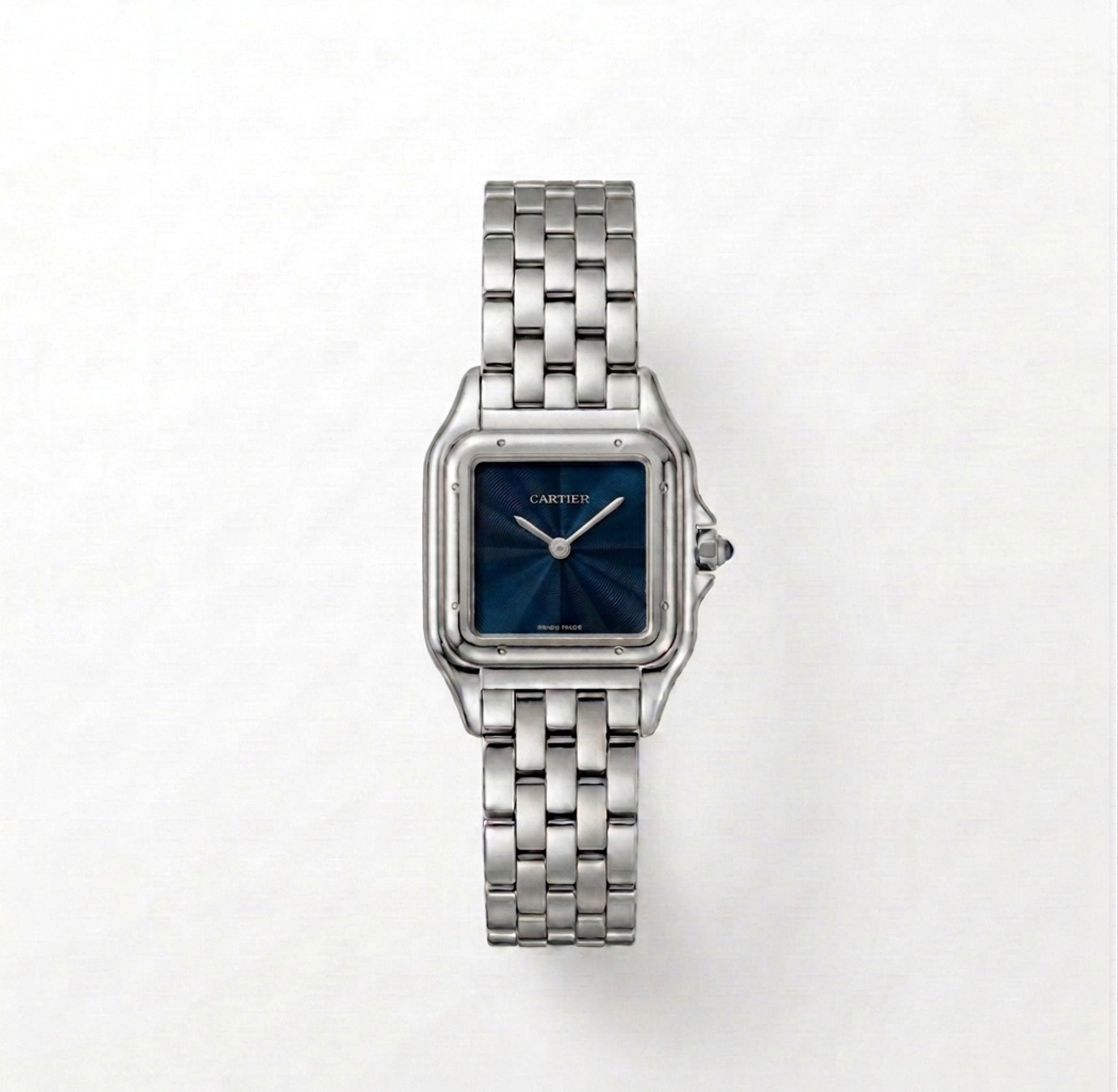 Panthère de Cartier watch Dark blue dial Silver Strap medium model