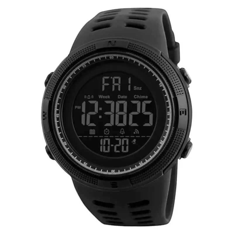SKMEI Men’s Digital Sports Watch 1251 – 50M Waterproof LED Multifunction Military Style (Black)