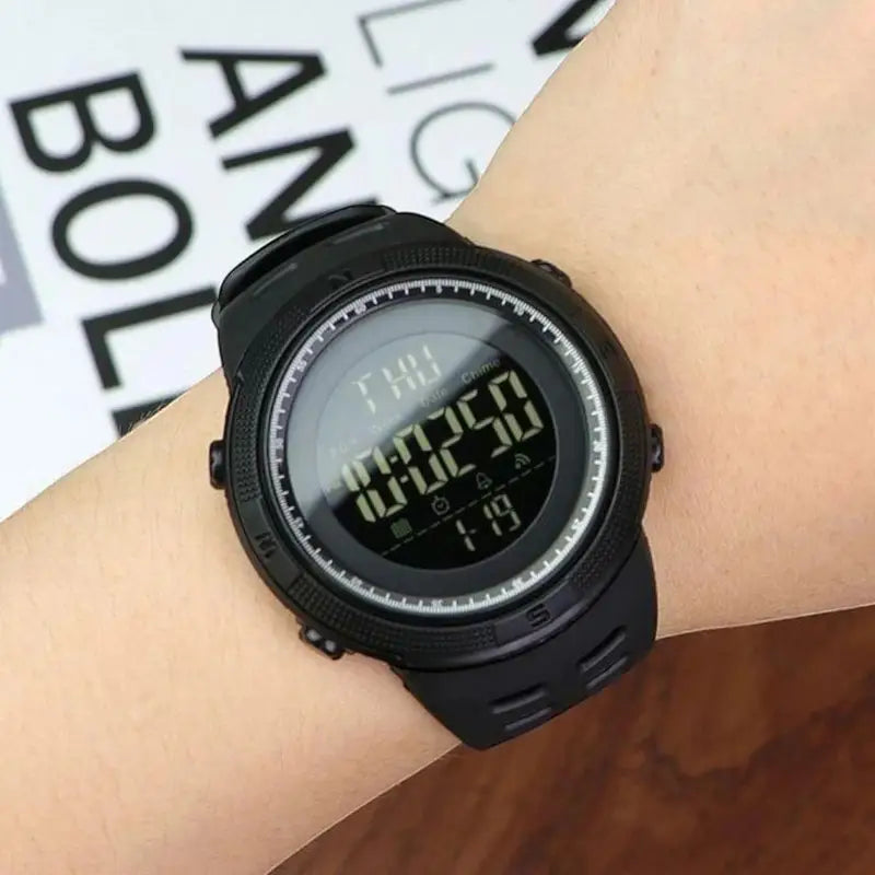 SKMEI Men’s Digital Sports Watch 1251 – 50M Waterproof LED Multifunction Military Style (Black)