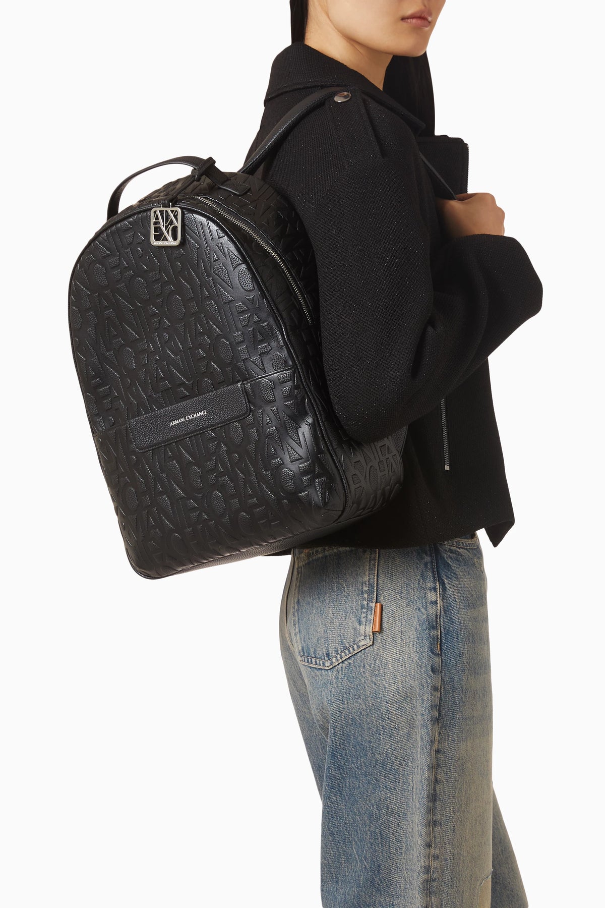 Armani Exchange All-Over Logo Synthetic Leather Backpack #0006