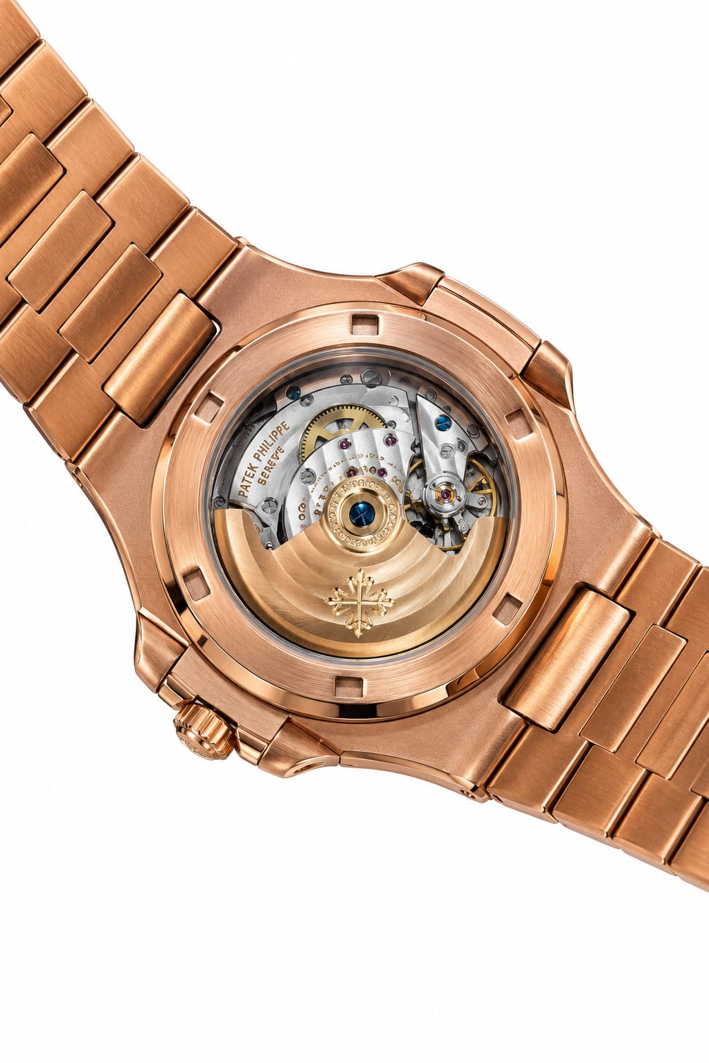 Patek Philippe Nautilus Self-Winding Rose Gold Luxury Men's Watch – Dark Embossed Dial and Integrated Bracelet