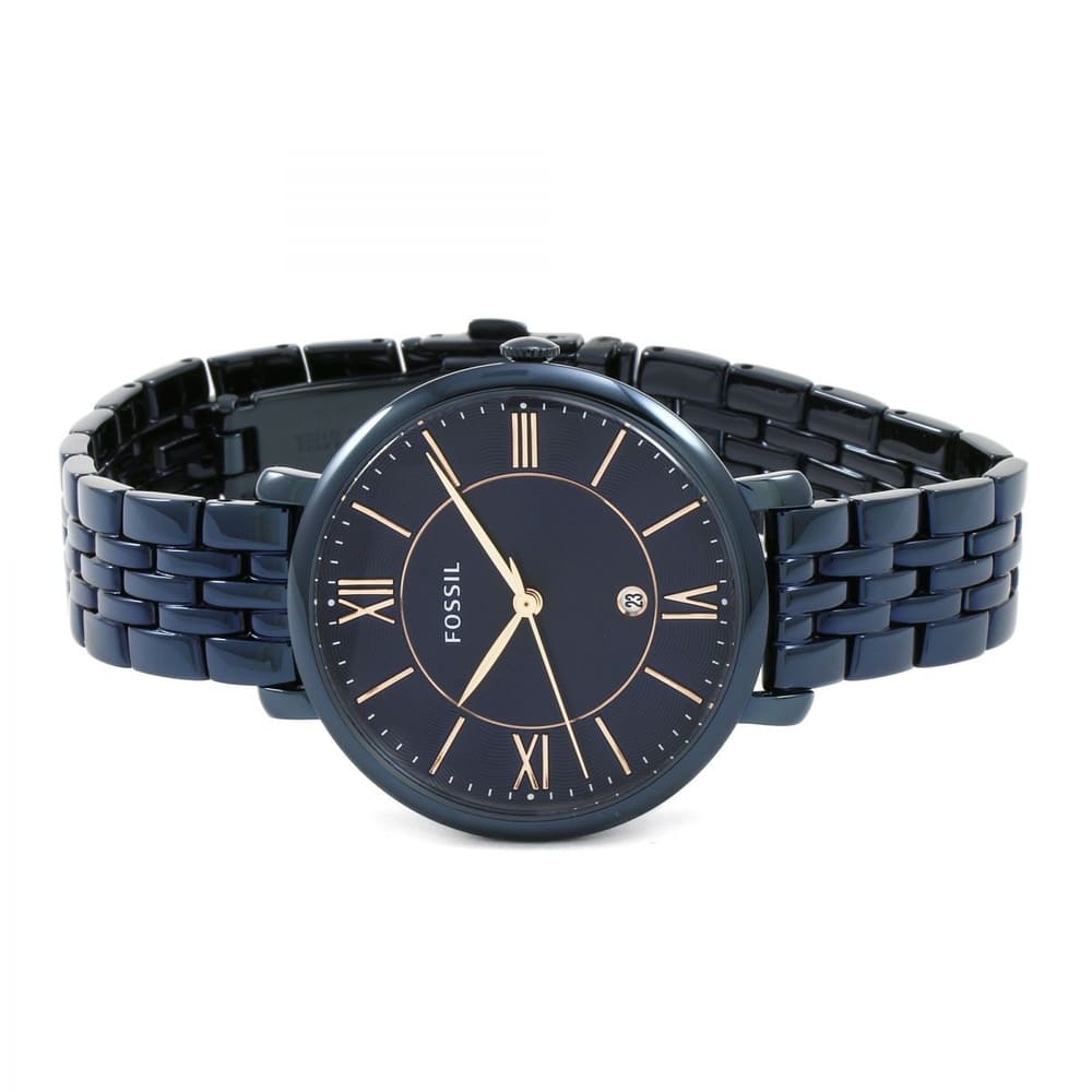 Fossil Jacqueline Women’s Analog Quartz Watch – Blue Dial with Rose-Gold Details (ES4094)