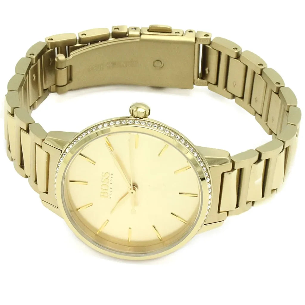 Hugo Boss Signature 1502541 Women’s Quartz Watch – Gold Dial Gold Stainless Steel Bracelet