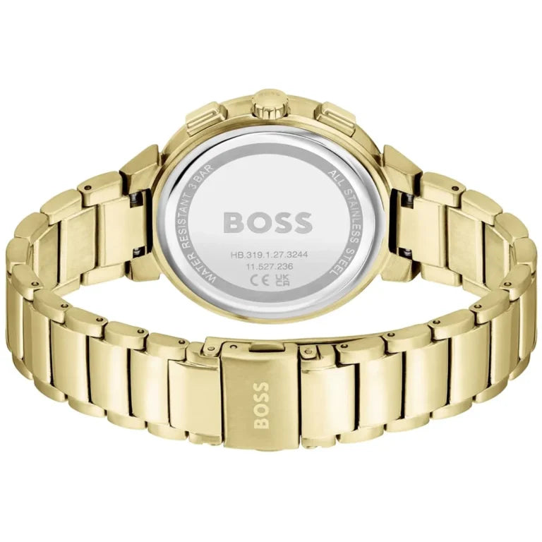 HUGO BOSS One Women’s Gold Stainless Steel Watch – Green Dial with Monthly Date | 38mm Elegant Design | Model 1502679