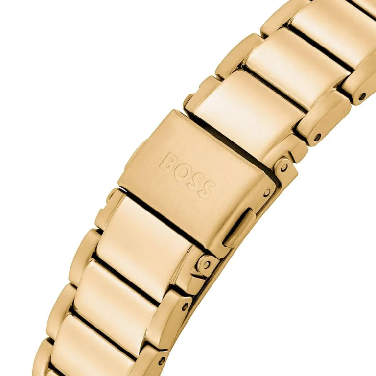 HUGO BOSS One Women’s Gold Stainless Steel Watch – Green Dial with Monthly Date | 38mm Elegant Design | Model 1502679