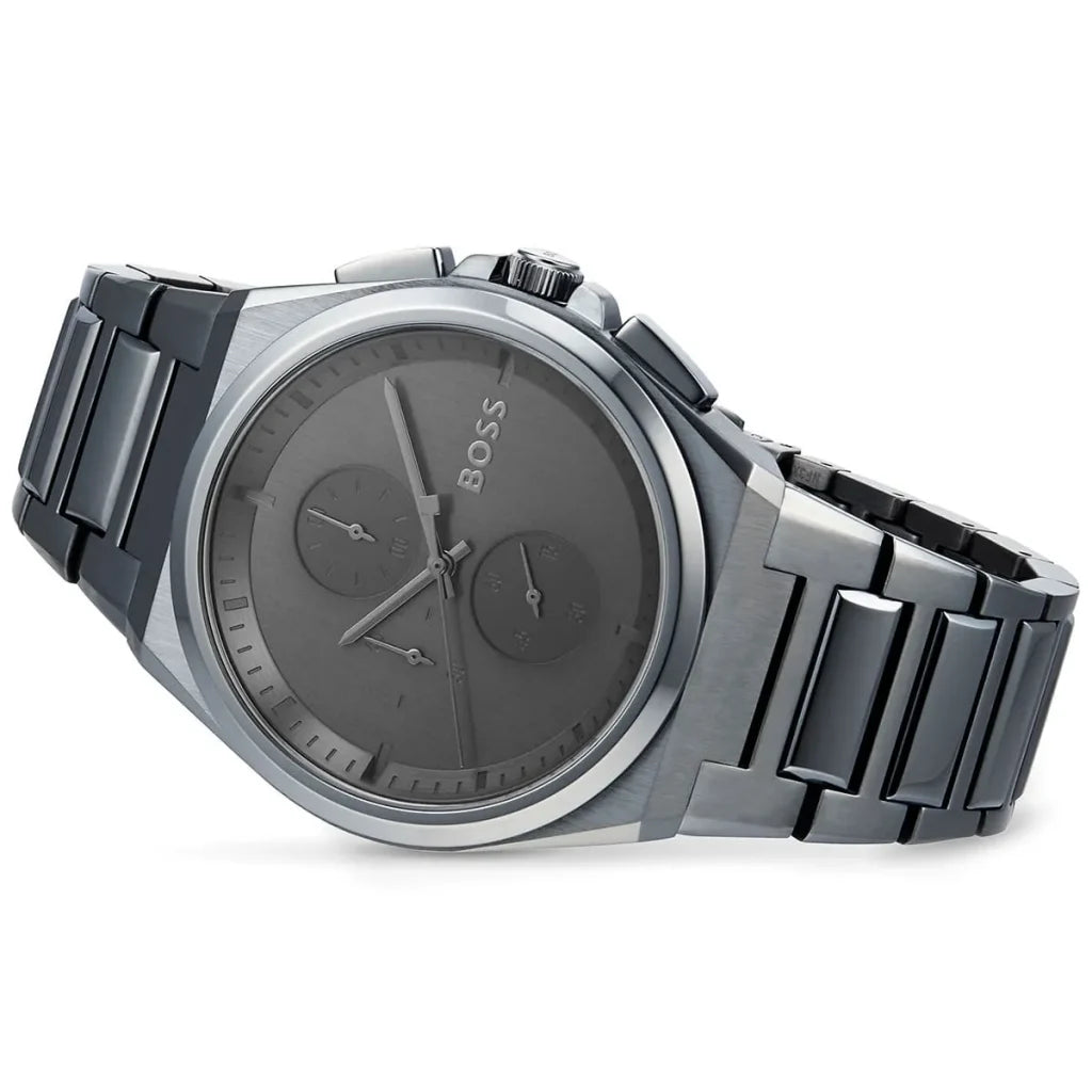 Hugo Boss Steer 1513996 Men’s Quartz Watch – Gray Dial Gray Stainless Steel Bracelet