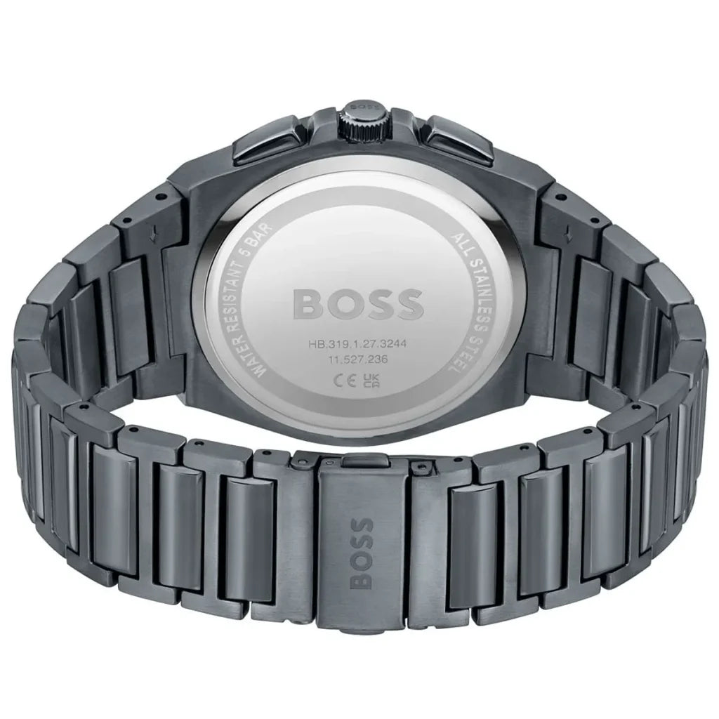 Hugo Boss Steer 1513996 Men’s Quartz Watch – Gray Dial Gray Stainless Steel Bracelet