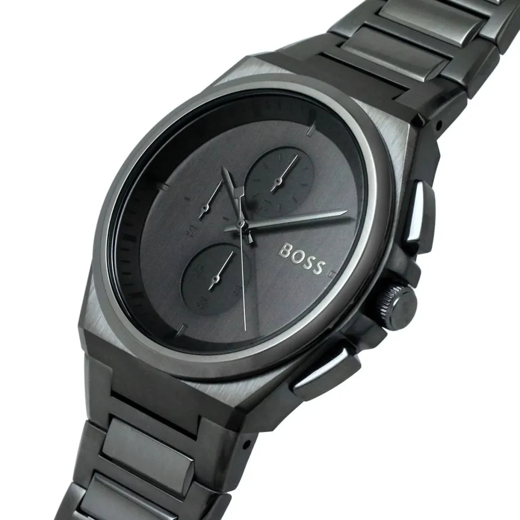 Hugo Boss Steer 1513996 Men’s Quartz Watch – Gray Dial Gray Stainless Steel Bracelet
