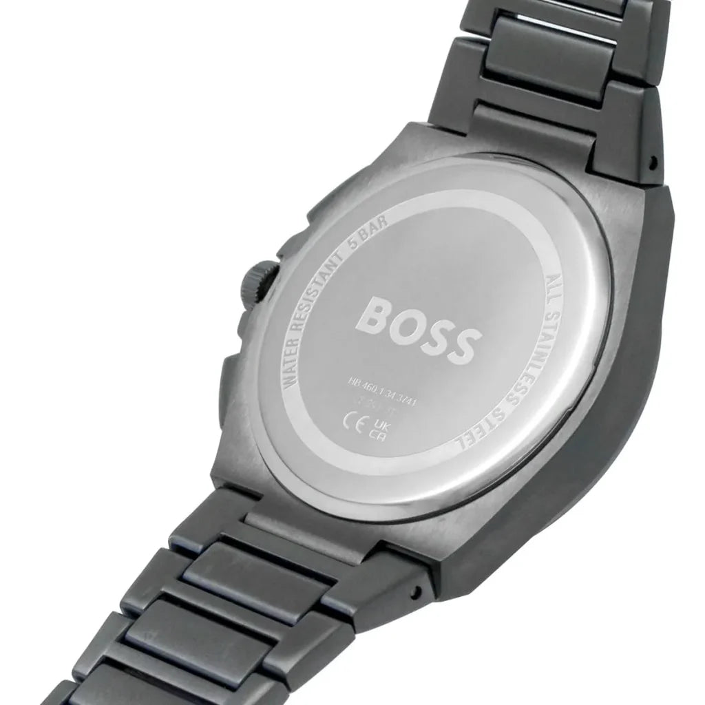 Hugo Boss Steer 1513996 Men’s Quartz Watch – Gray Dial Gray Stainless Steel Bracelet