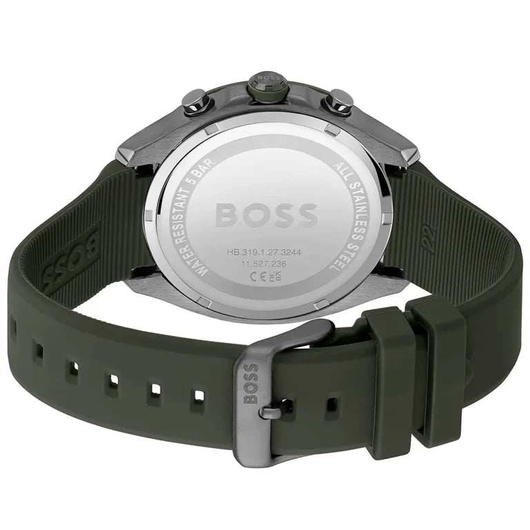 Hugo Boss Men’s Watch 1514060 – Velocity Collection, Olive Green Dial & Silicone Strap, Quartz Movement, 50M Water Resistant