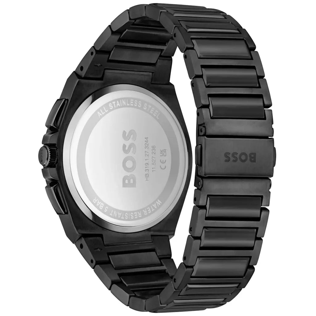 Hugo Boss Steer 1514068 Men’s Quartz Watch – Black Dial Black Stainless Steel Bracelet
