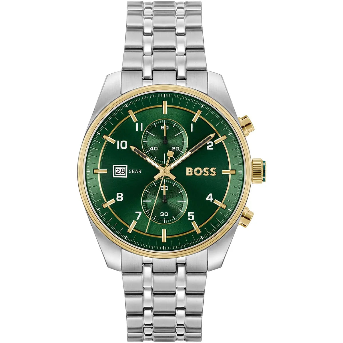 HUGO BOSS Skytraveler Men's Chronograph Watch - 1514195, Silver and Green