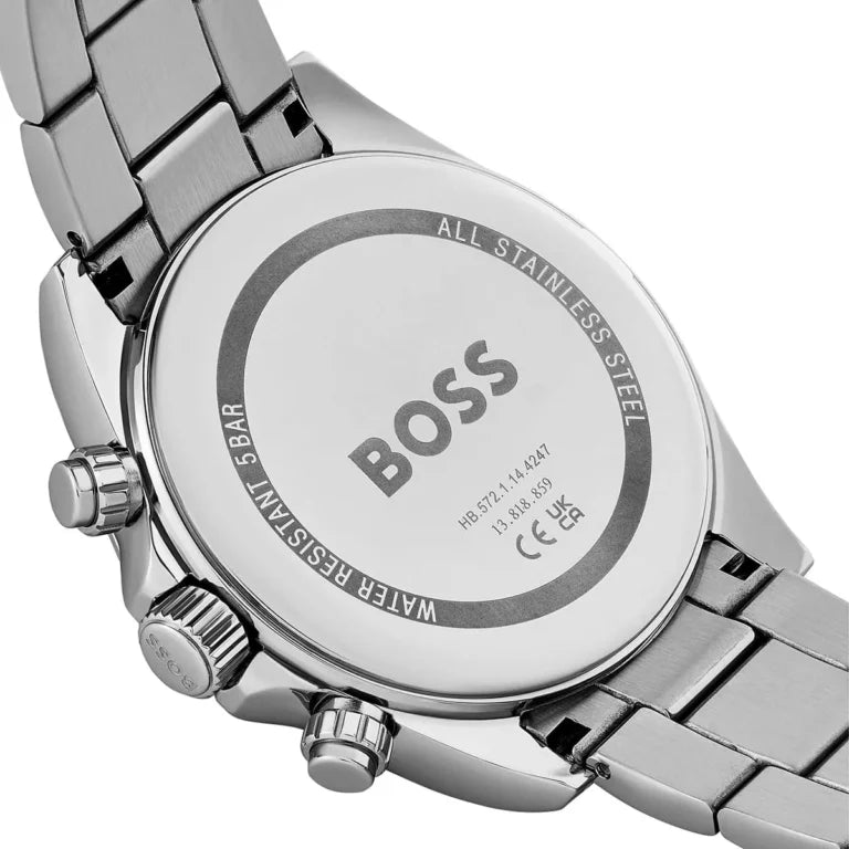 Hugo Boss Hero Men's Stainless Steel Watch 1514267 – Black Dial, Silver Strap, 43 mm