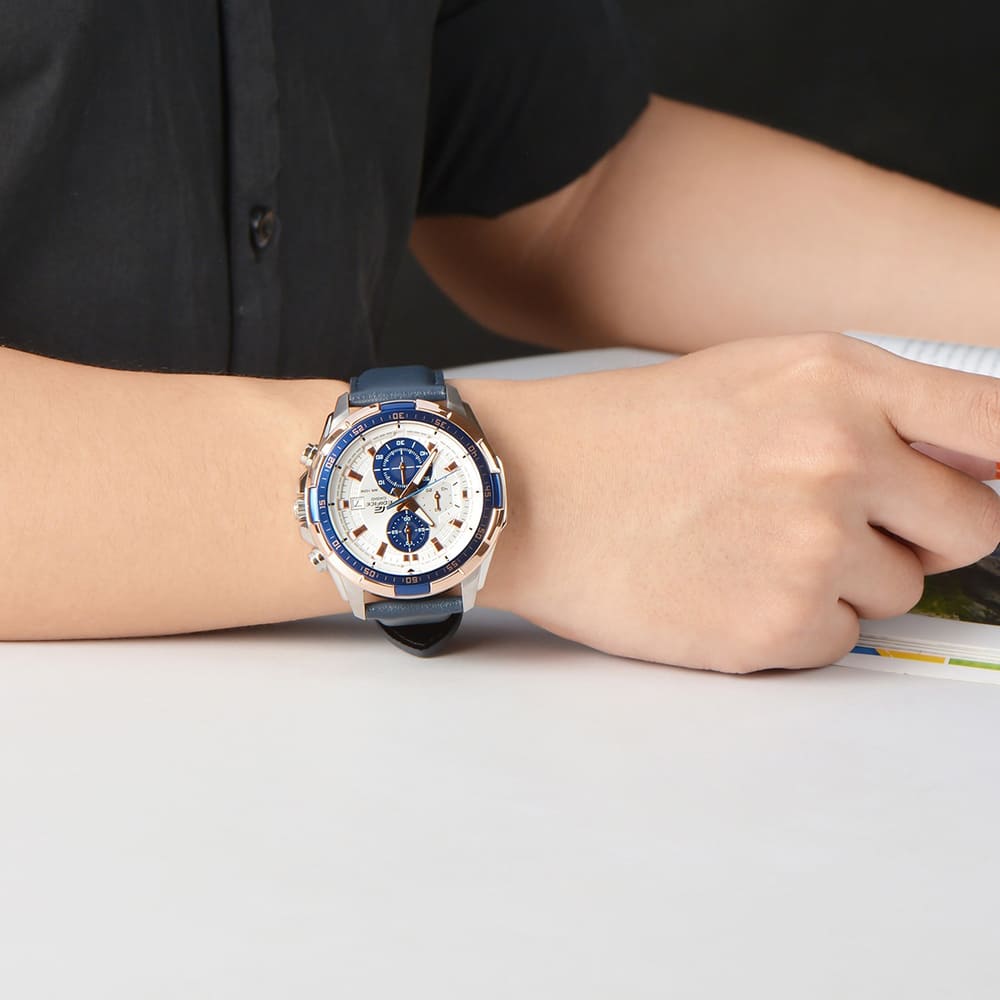Casio Edifice Men's Chronograph Watch with Blue Leather Strap - EFR-539L-2AVDF #25