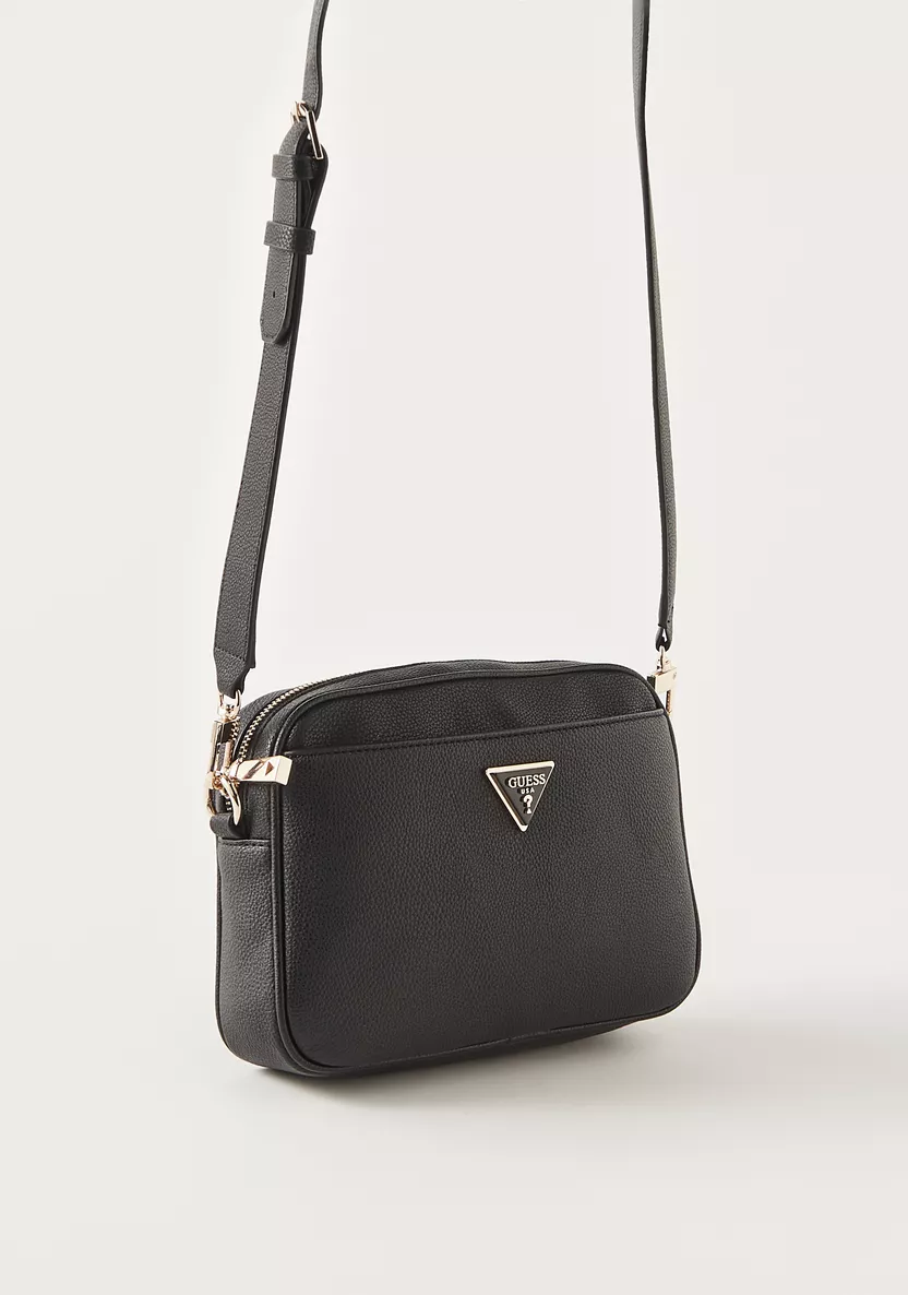 Lifestyle Crossbody Bag – Textured Design with Detachable Strap – Black