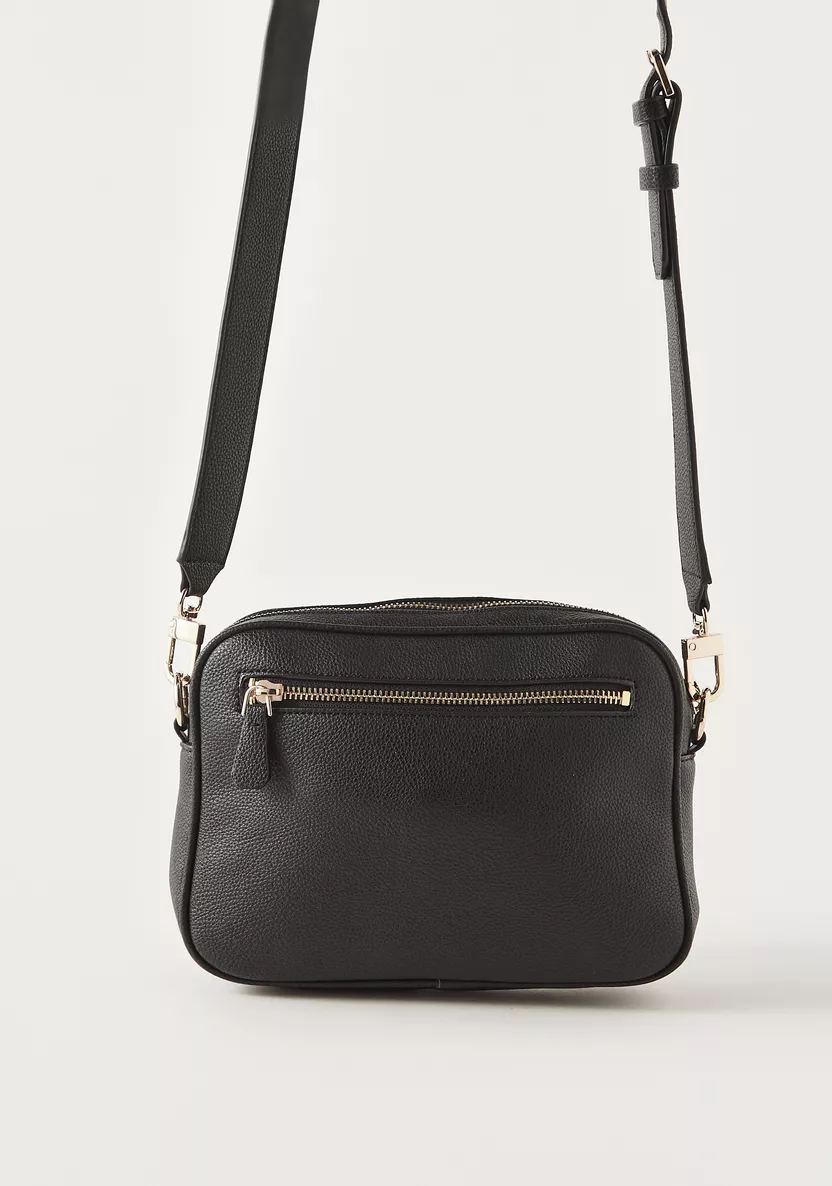 Lifestyle Crossbody Bag – Textured Design with Detachable Strap – Black