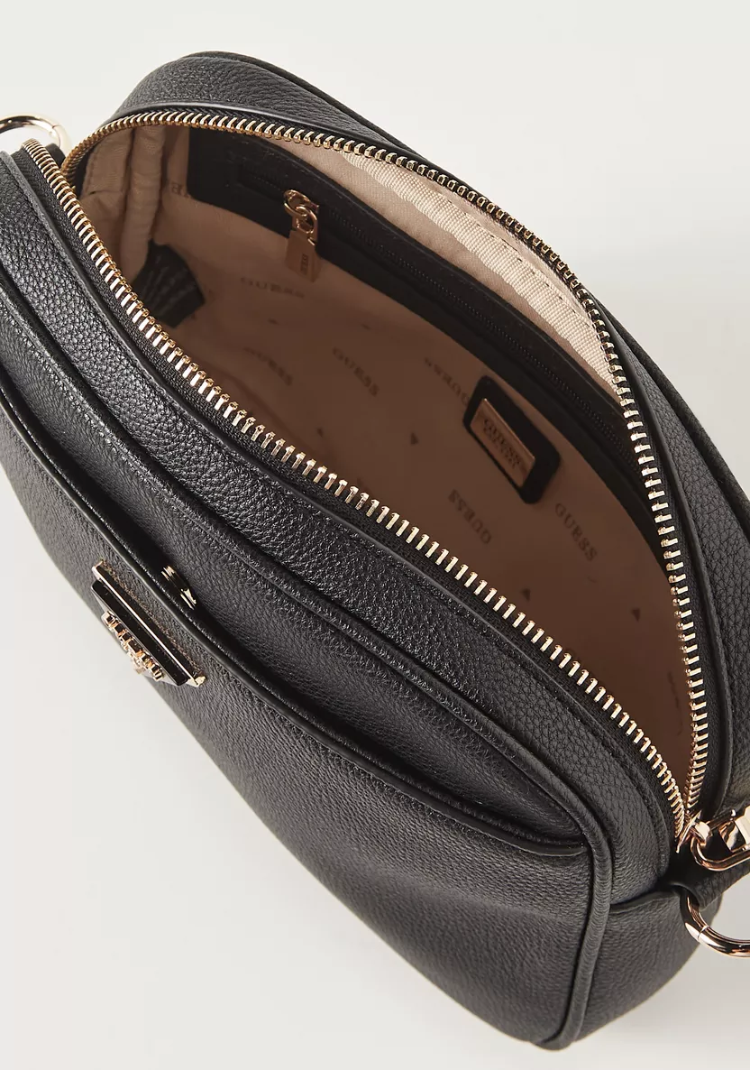 Lifestyle Crossbody Bag – Textured Design with Detachable Strap – Black