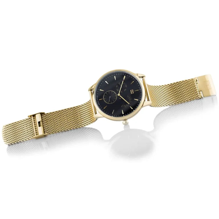 Tommy Hilfiger Brad Men’s Watch 1710386 – Black Dial, Gold Stainless Steel Strap, 44mm Quartz Analog