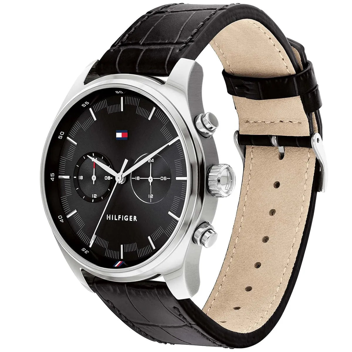 Tommy Hilfiger Sawyer 1710424 Men’s Quartz Watch – Black Dial Genuine Leather Strap