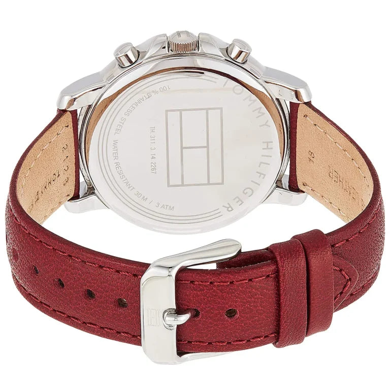 Tommy Hilfiger Claudia Women’s Watch 1781816 – Beige Dial, Red Leather Strap, 39mm Quartz Analog